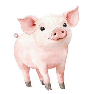 12 süsse Schweinchen l kleines Schweinchen l JPG Digital Download l Druckbare Aquarell Clipart l Junk Journal l Papiermodell