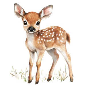10 Clipart di cerbiatto l Carino piccolo cervo l Download digitale JPG l Clipart acquerello stampabile l Diario spazzatura l Artigianato di carta
