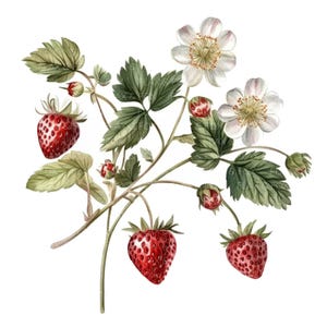 12 Morangos Silvestres Clipart l Frutas da Floresta Bagas Folhas l Download Digital JPG l Clipart de Aquarela para Imprimir