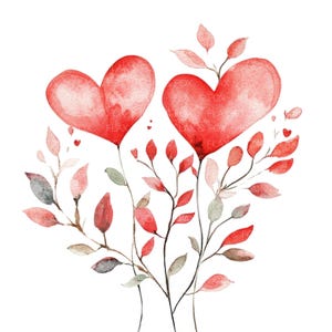10 bloemen hart clipart l Valentijnsdag kaart decor l JPG digitale download l afdrukbare aquarel clipart l ongewenste dagboek l papier ambachtelijke