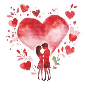 10 Couple Love Clipart l Valentine's Day Card Decor l Heart l JPG Digital Download l Printable Watercolor l Junk Journal l Paper Craft
