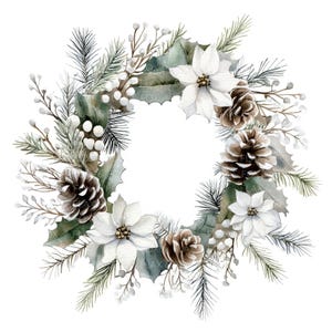 12 clipart de guirlanda de Natal l decoração de Natal perene l download digital em JPG l clipart de aquarela para impressão l diário de lixo l artesanato em papel