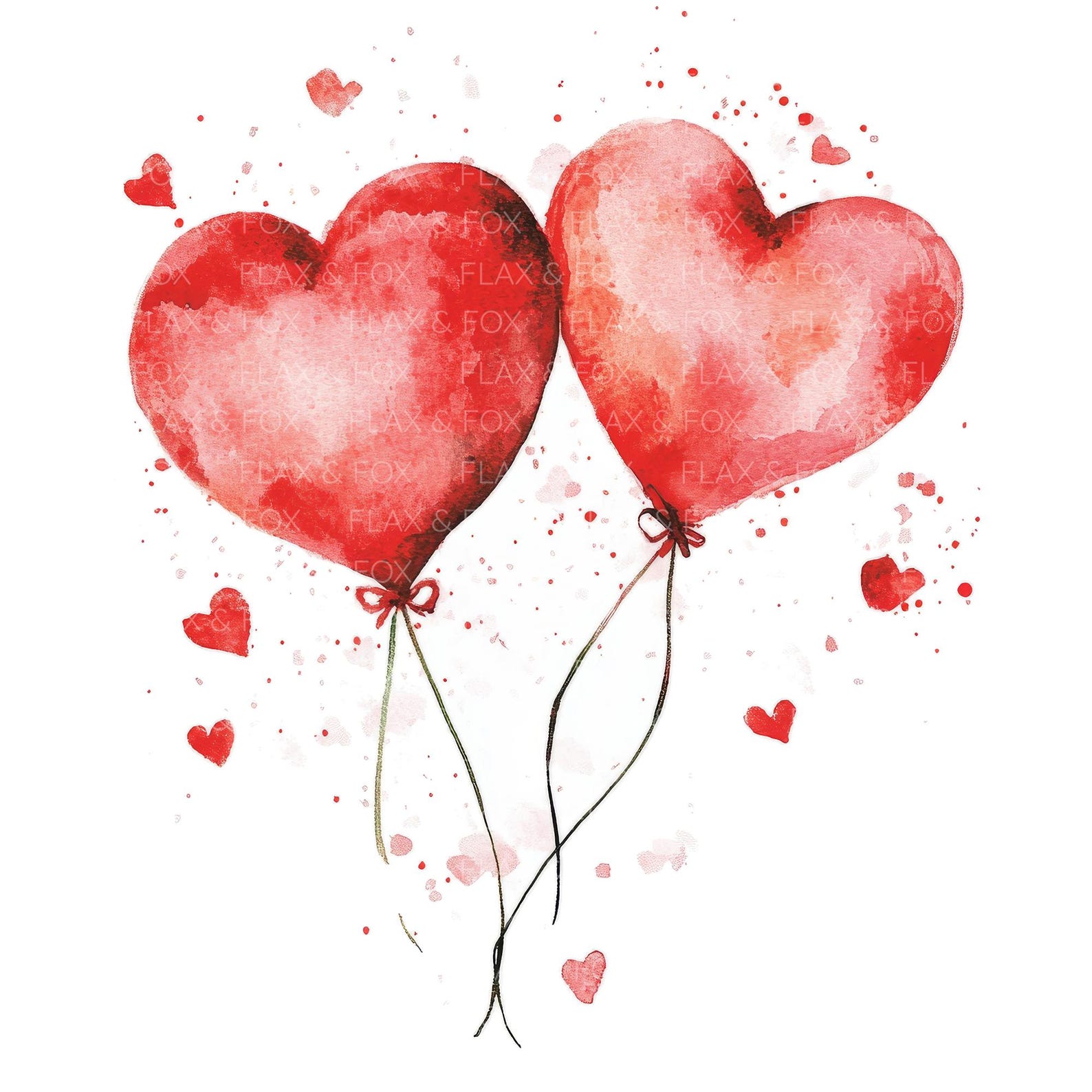 10 Heart Balloons Clipart L Valentine's Day Card Decor L Love L JPG ...