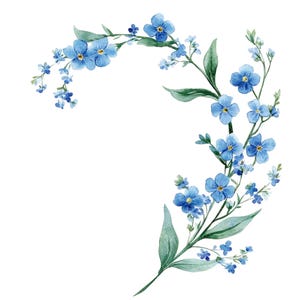 12 Clipart de ne m'oubliez pas l Fleurs bleues l Téléchargement numérique JPG l Clipart aquarelle imprimable l Journal indésirable l Créations en papier