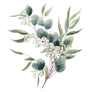 10 eucalyptus clipart l Botanische bladeren l JPG digitale download l Afdrukbare aquarel clipart l Junk Journal l Paper Craft