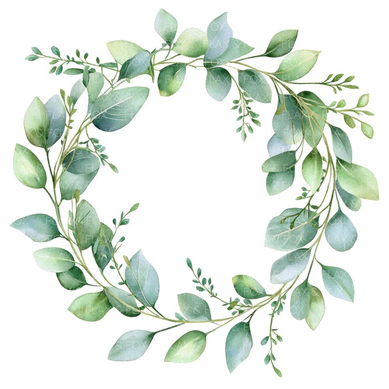 12 Eucalyptus Wreath Clipart L Greenery Leaves Decor L JPG Digital ...