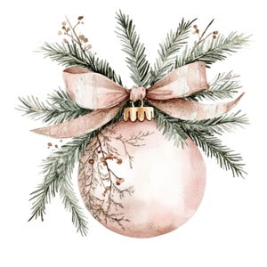 12 Pink Christmas Decor Clipart l Kerstbal l JPG digitale download l Afdrukbare aquarel clipart l Junk Journal l Paper Craft