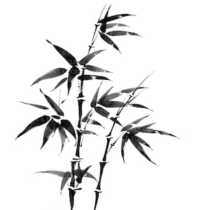 10 Clipart bambou à l'encre noire l Encre Sumi japonaise l Téléchargement numérique JPG l Clipart aquarelle imprimable l Journal indésirable l Créations artisanales en papier