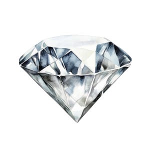 12 Clipart de diamante prateado l Clipart de pedra preciosa l Download digital em JPG l Clipart de aquarela para impressão l Diário de lixo l Artesanato em papel
