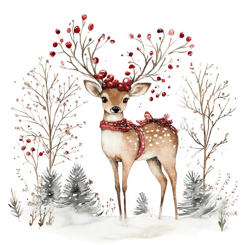 14 Christmas Deer Clipart L Reindeer Elk L JPG Digital Download L ...