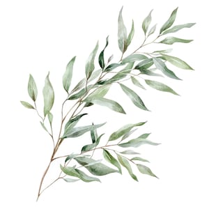 22 wilgentak clipart l groen bladeren decor l jpg digitale download l afdrukbare aquarel clipart l ongewenste dagboek l papier ambachtelijke