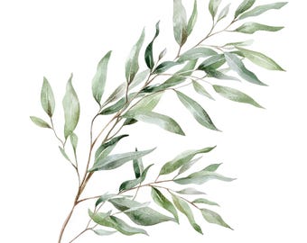 22 Willow Branch Clipart l Greenery Leaves Decor l JPG Digital Download l Printable Watercolor Clipart l Junk Journal l Paper Craft