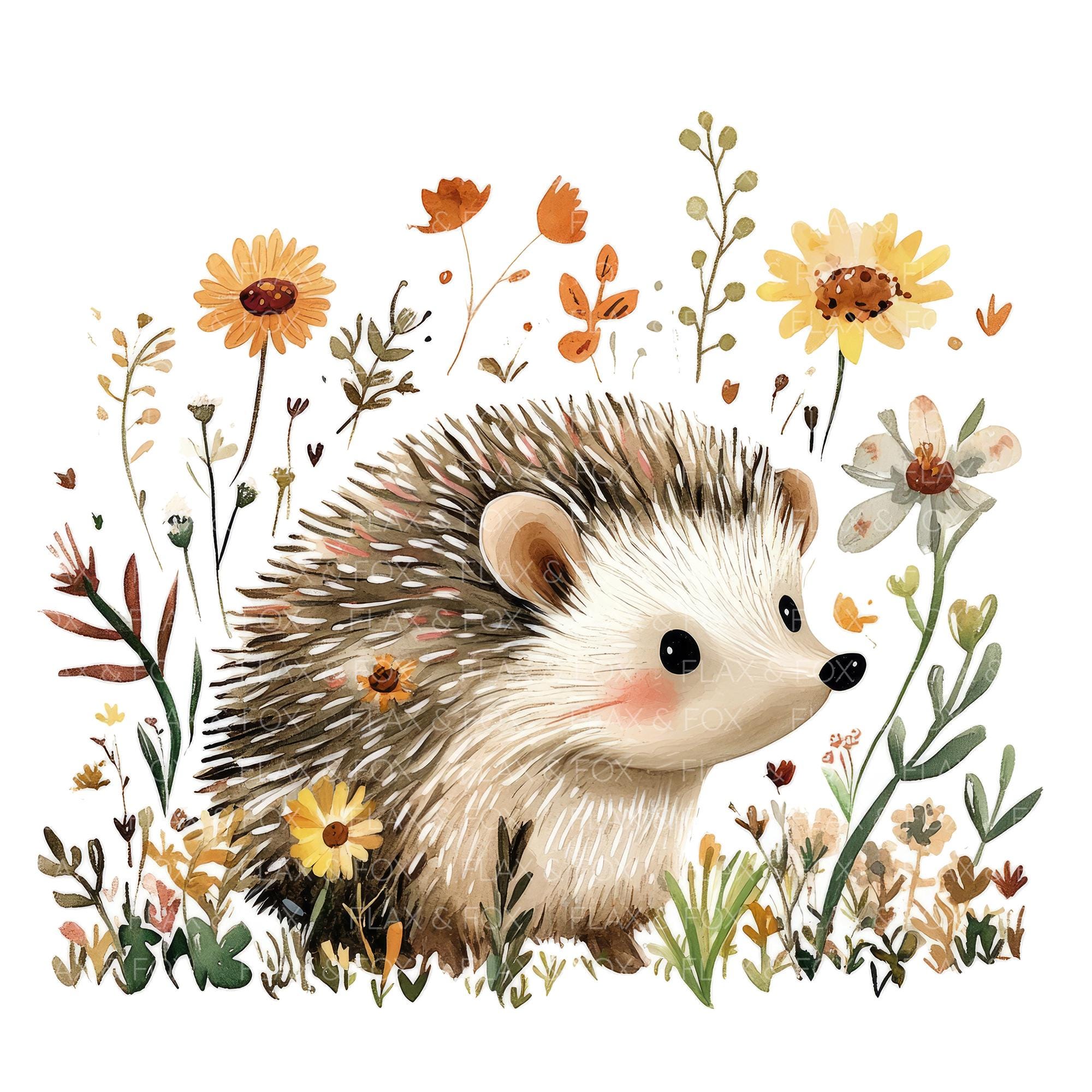 18 かわいいハリネズミのクリップアート l 小さな花柄のハリネズミ l