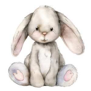 10 Cuddly Bunny clipart l Schattige baby konijntje l JPG digitale download l Afdrukbare aquarel clipart l Junk Journal l Paper Craft
