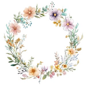 12 Clipes de Guirlanda de Flores Silvestres l Decoração de Prado de Verão l Download Digital em JPG l Clipes de Aquarela para Imprimir l Diário de Sucata l Artesanato em Papel