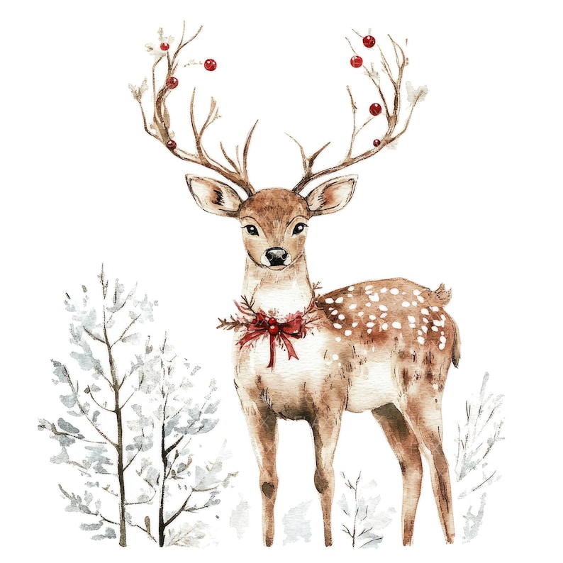 14 Christmas Deer Clipart L Reindeer Elk L JPG Digital Download L ...