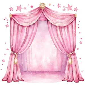 10 imágenes prediseñadas de escenario mágico rosa l Escenario de princesa l Descarga digital JPG l Imágenes prediseñadas de acuarela imprimibles l Diario basura l Manualidades de papel