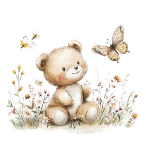 16 Clipart di orsacchiotti per bambini l Orsetto carino l Download digitale JPG l Clipart acquerello stampabile l Diario di scarto l Lavori di carta