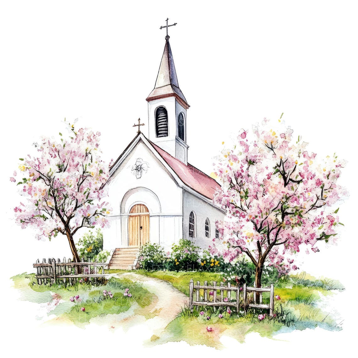 15 Church Spring Clipart L Floral Church L JPG Digital Download L ...