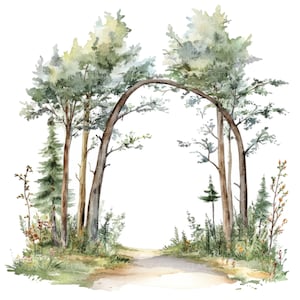 20 Forest Arch Clipart l Woodland Wedding Decor l JPG digitale download l Afdrukbare aquarel Clipart