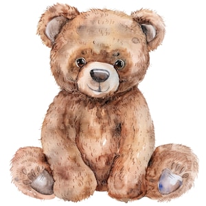 10 Teddy Bear Clipart l Cute Baby Bear l JPG Digital Download l Printable Watercolor Clipart l Junk Journal l Paper Craft