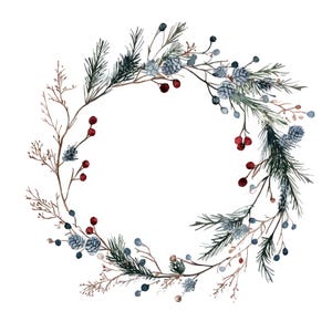 10 clipart de guirlanda de inverno l decoração de outono l download digital em JPG l clipart de aquarela para impressão l diário de lixo l artesanato em papel