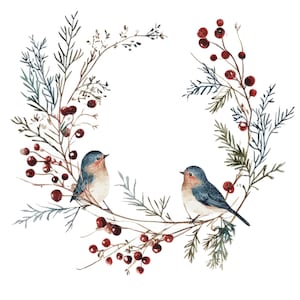 10 clipart de guirlanda de inverno l decoração de outono de pássaros l download digital em JPG l clipart de aquarela para impressão l diário de lixo l artesanato em papel