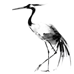 10 zwarte inkt kraan clipart l Japanse Sumi Ink Bird l JPG digitale download l Afdrukbare aquarel clipart l Junk Journal l Paper Craft