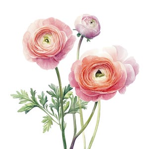 21 Ranunculus bloemen clipart l Boterbloemen bloemen l JPG digitale download l Afdrukbare aquarel clipart l Junk Journal l Paper Craft