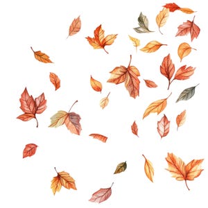 10 Folhas de Outono Caindo Clipart l Decoração de Outono l Download Digital JPG l Clipart de Aquarela para Imprimir l Diário de Lixo l Artesanato em Papel