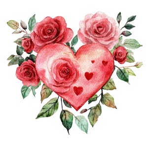 10 bloemen hart clipart l Valentijnsdag kaart decor l JPG digitale download l afdrukbare aquarel clipart l ongewenste dagboek l papier ambachtelijke