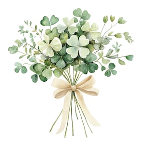 12 Saint Patrick's Day boeket clipart l Lenteboeket l JPG digitale download l Afdrukbare aquarel clipart l Junk Journal l Paper Craft