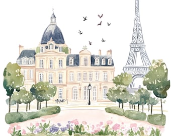 12 Cute Paris City Clipart l France Travel Architecture l JPG Digital Download l Printable Watercolor Clipart l Junk Journal l Paper Craft