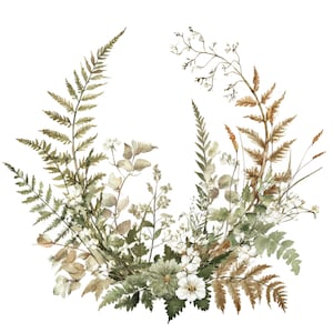 14 Clipart fougère de la forêt sauvage l Feuilles d'automne l Téléchargement numérique JPG l Clipart aquarelle imprimable l Journal indésirable l Créations artisanales en papier