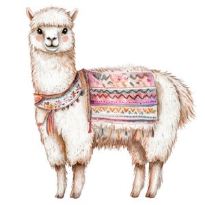 10 Boho Alpaca Clipart l Retrato fofo de alpaca peruana l Download digital em JPG l Clipart de aquarela para impressão l Diário de lixo l Artesanato em papel
