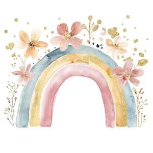 10 Clipart arc-en-ciel pastel mignon l Boho bébé chambre de bébé l Téléchargement numérique JPG l Clipart aquarelle imprimable l Junk Journal l artisanat en papier