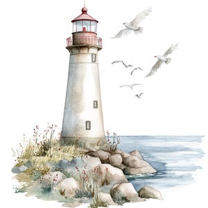 27 vintage vuurtoren clipart l aquarel schilderij l jpg digitale download l afdrukbare aquarel clipart l junk Journal l papier ambacht