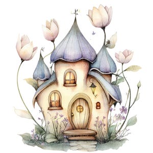 18 grillige bloemenfee huis clipart l magisch huis l JPG digitale download l afdrukbare aquarel clipart l junk Journal l papier ambachtelijke