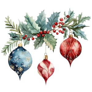 10 Clipart déco de Noël l Noël l téléchargement numérique JPG l Clipart aquarelle imprimable l Junk Journal l artisanat en papier