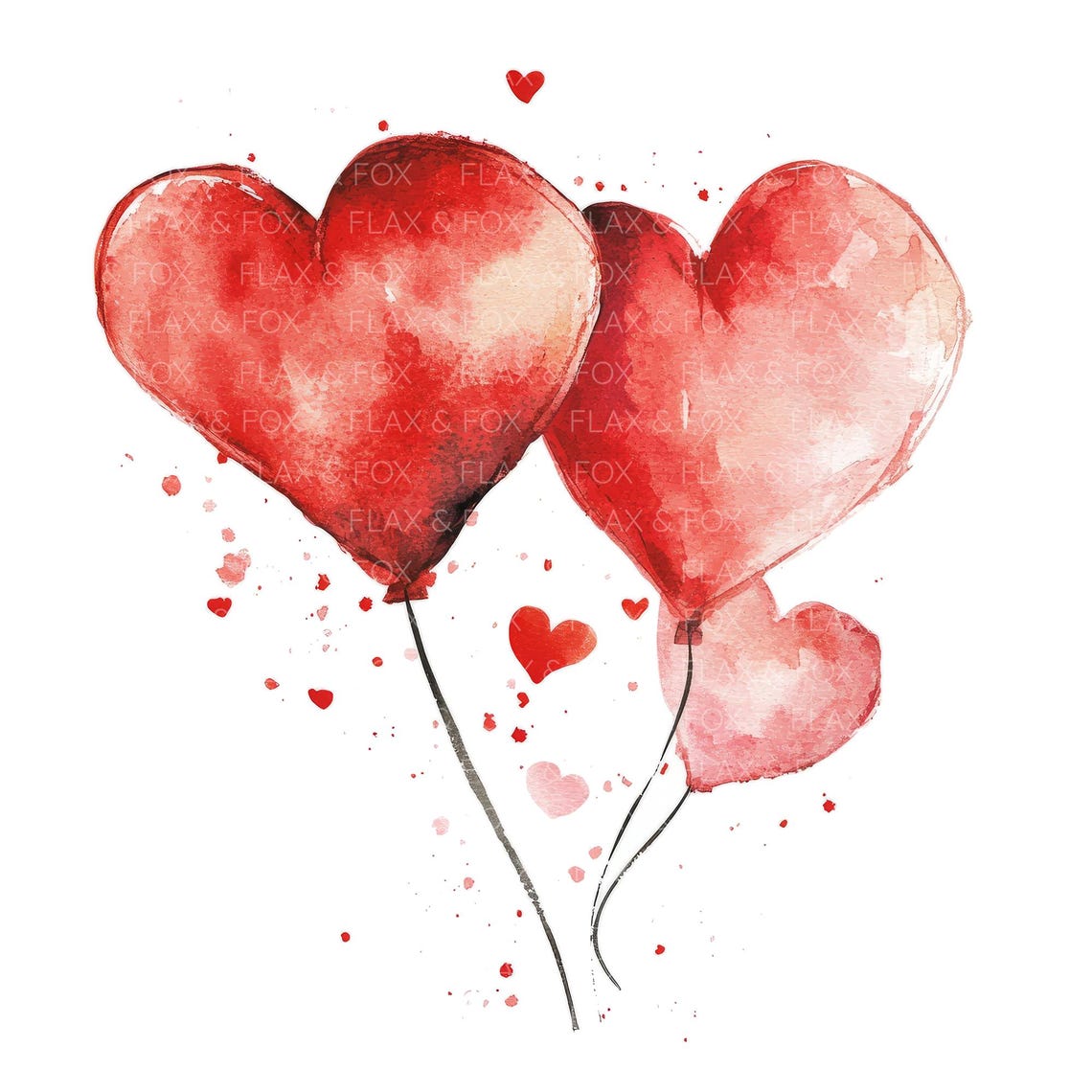 10 Heart Balloons Clipart L Valentine's Day Card Decor L Love L JPG ...