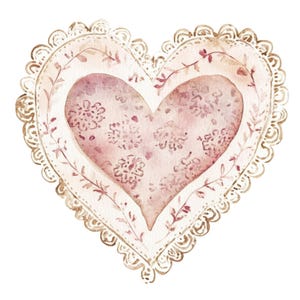 14 Shabby Chic hart Clipart l Valentijnsdag kaart decor l JPG digitale download l Afdrukbare aquarel clipart l Junk Journal l Paper Craft