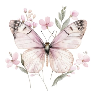 10 clipart de borboleta floral rosa l borboleta boho l download digital JPG l clipart de aquarela para impressão l diário de lixo l artesanato em papel