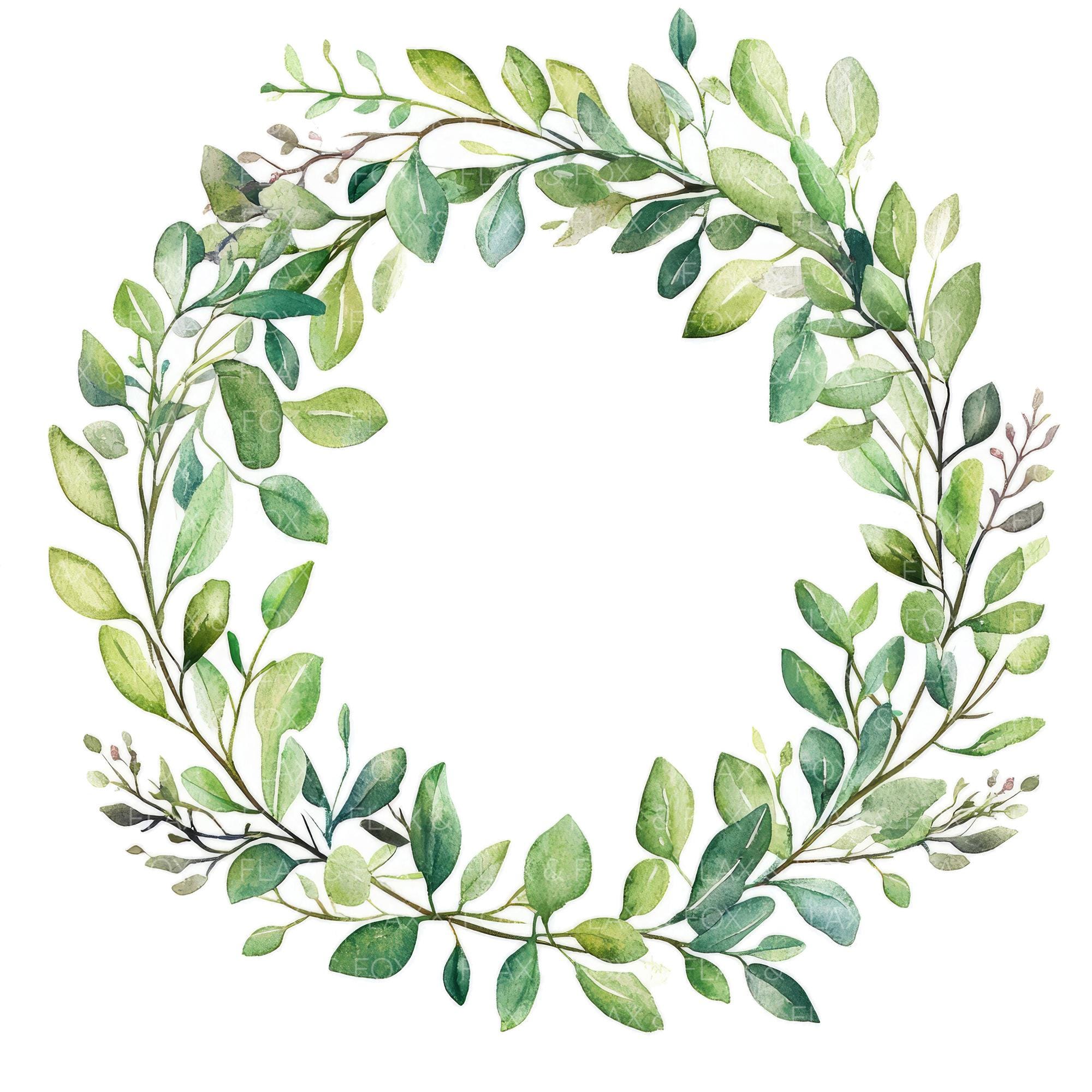 12 Eucalyptus Wreath Clipart L Greenery Leaves Decor L JPG Digital ...