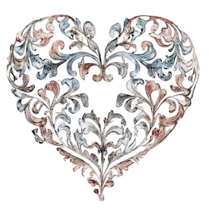 10 decoratieve hart clipart l Valentijnsdag kaart decor l JPG digitale download l afdrukbare aquarel clipart l junk Journal l papier ambachtelijke
