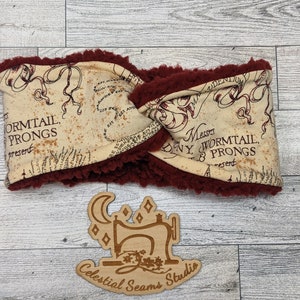 Sherpa Ear Warmer Headband: Wizard Map Knotted Headband