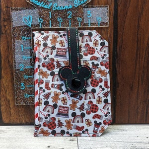 Gingerbread, mickey, mouse, christmas movies, buffalo plaid, themed wallet, money clip