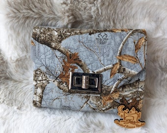 Grey, camo, real tree, hunter, Mini Wallet, wallet, wristlet,