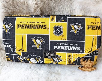 Pittsburgh Penguins, Made to Order Wallet, Cluth, pens, wristlet, gold geo, wallet