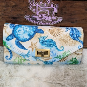 Beach, vacation, seahorse, sea turtle Made to Order Wallet, Cluth, wristlet