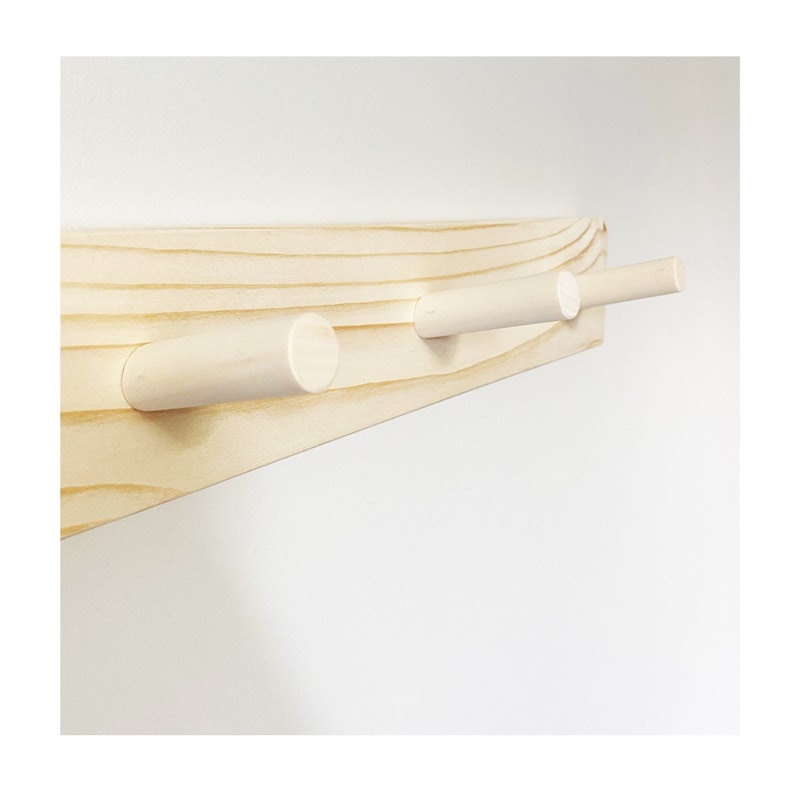 Wooden 4 Pegs Rack Slanted Hooks Wall Coat Rack Wooden Etsy